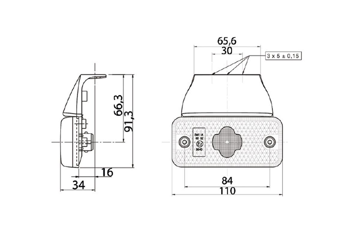 LED Frontansicht Positionsleuchte 24V Weiß